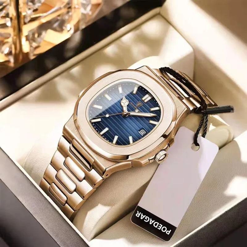 Poedagar PO612 Luxury Rose Gold Stainless Steel Strap Watch (Blue)